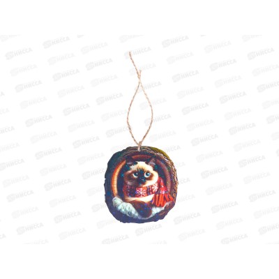 Подвеска на елку дерево нг-ПЦД-014 Тайский кот в дупле двусторонняя