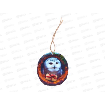 Подвеска на елку дерево нг-ПЦД-016 Сова в дупле двусторонняя