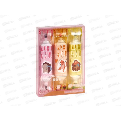 Набор маркеров-текстовыделителей 2-х сторон. 3цв Зверюшки 12011