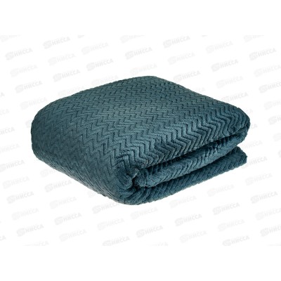 Плед Велсофт с тиснением Зигзаг 220*200 19-4118 Темный деним (Л)