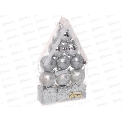 Набор елочных украшений 12шт Серебряное очарование 4см 201-5283 Набор елочных украшений 12шт Серебряное очарование 4см 201-5283