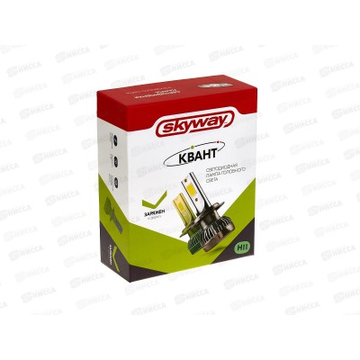 Лампа авто H11 PGJ19-2 12/24В 13Вт 1500Лм радиатор 6000К КВАНТ (mini) комплект 2шт