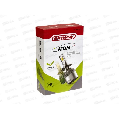 Лампа авто H7 PX26d 12/24В 26Вт 2500Лм радиатор 6000К АТОМ (С6) комплект 2шт, S08701004