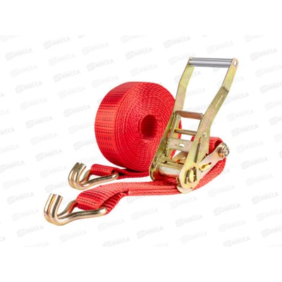 Стяжка груза  7,0т  6,0м SKYWAY STAFF 50мм красный храповый механизм с крюками полиэстер