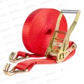 Стяжка груза 7,0т 10,0м SKYWAY STAFF 50мм красный храповый механизм с крюками полиэстер Стяжка груза 7,0т 10,0м SKYWAY STAFF 50мм красный храповый механизм с крюками полиэстер