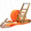 Стяжка груза 20,0т 8,0м SKYWAY STAFF 80мм оранжевый храповый механизм с крюками полиэстер Стяжка груза 20,0т 8,0м SKYWAY STAFF 80мм оранжевый храповый механизм с крюками полиэстер