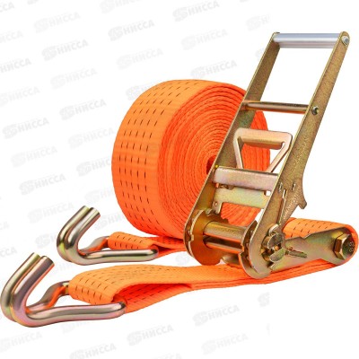 Стяжка груза 20,0т 10,0м SKYWAY STAFF 80мм оранжевый храповый механизм с крюками полиэстер
