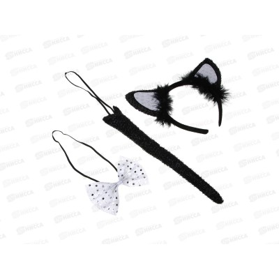 Набор карнавальный Котик 3 предмета,пластик полиэстер 389-240