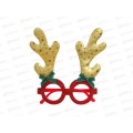Очки новогодние с рожками 13см пластик полиэстер 2 дизайна 391-313