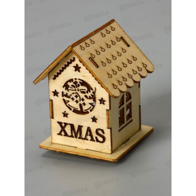 Елочная игрушка "Домик и колокольчик"свет,6*4,5*4,5 LR41*3,бел 6117271