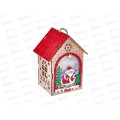 Елочная игрушка "Домик с ДМ",14,5*11*8,5 LR1130*3,т/бел 959418