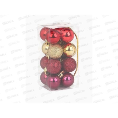 Набор елочных шаров 16шт, d-3см,пласт,винный,золот,красн 9489969 Набор елочных шаров 16шт, d-3см,пласт,винный,золот,красн 9489969
