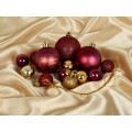 Набор елочных шаров 15шт, d-3 и d-6 винный/золото 9490030 Набор елочных шаров 15шт, d-3 и d-6 винный/золото 9490030