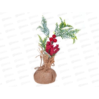 Декор &quotЗимнее очарование&quot ягодки листья в мешочке 17см 4306297