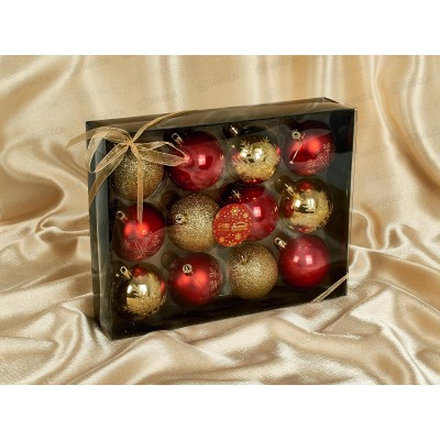 Набор шаров 12штСнежная феерия ассорти узоры золот-красн 6536838 Набор шаров 12штСнежная феерия ассорти узоры золот-красн 6536838