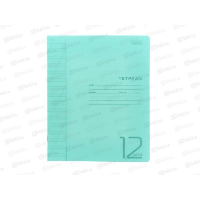 Тетрадь 12л в кос.лин. Hatber Бирюзовая,пласт.облож,086561*20/280