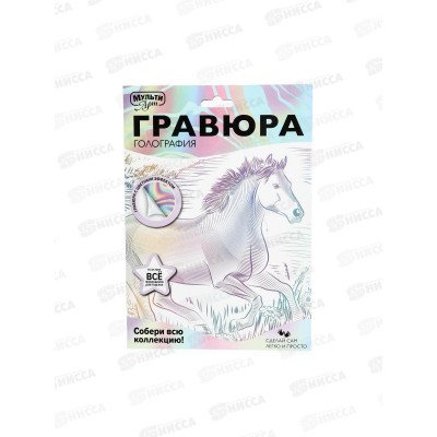 Гравюра 18х24см белая Лошадь, SCRWH-115933, 386933