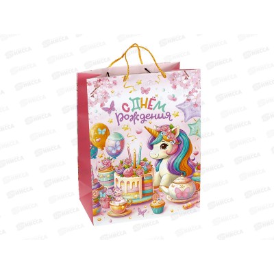 Пакет подарочный 33,5х45х15см xl Матовый Единорог, PXL-130538-UNI *12
