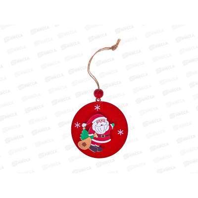 Новогоднее подвесное украшение из древесины тополя, 0,6х6х6см, 94995