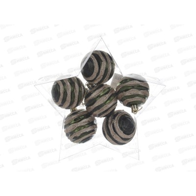 Набор шаров 6см, 6шт зеленый шампань 373-611 г