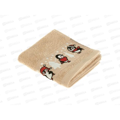 Полотенце махровое 30*60 +/- 2см Пингвинчики 04-149 кремовый