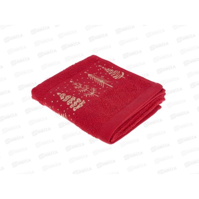 Полотенце махровое 30*60 +/- 2см Елки 04-063 красный
