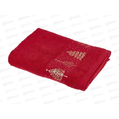Полотенце махровое70*130 +/- 2см Елки 04-063 красный