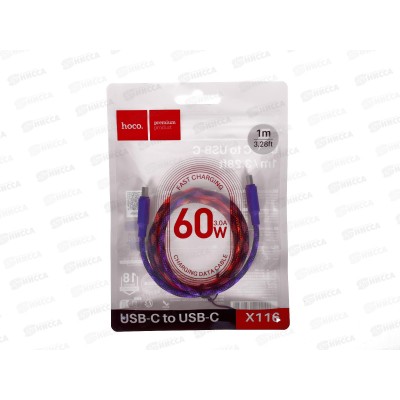 Дата-кабель USB 3.0A 60W Type-C Hoco X116 1м нейлон Gradient Purple Дата-кабель USB 3.0A 60W Type-C Hoco X116 1м нейлон Gradient Purple