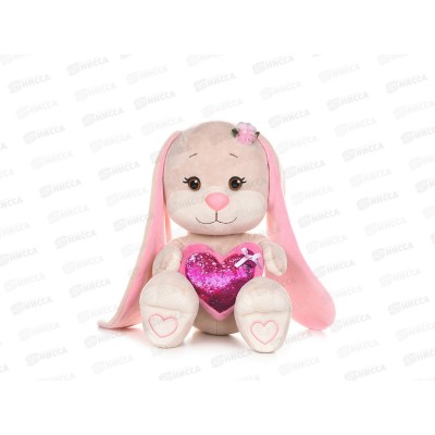 Зайка Jack&Lin с розовым сердцем. 25см JL-MRT-08202301-25
