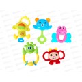 Набор погремушек "Животные" 5шт, 2892453 в пакете 25,3*25см