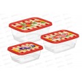 Контейнер набор 3шт &quotСицилия&quot прямоуг красный 223136006/04