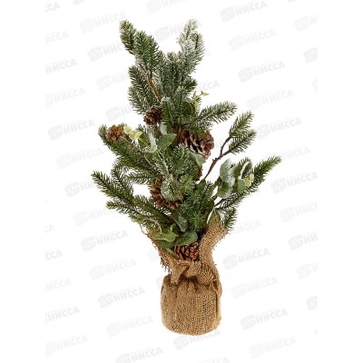 Ель декоративная Зимняя, заснеженная, с шишками, WHRL01, 23х50см АТМ Ель декоративная Зимняя, заснеженная, с шишками, WHRL01, 23х50см АТМ