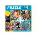 Пазлы 4 в 1. В удивительном мире животных (9,16,25,36 эл), П-7583 *20 Пазлы 4 в 1. В удивительном мире животных (9,16,25,36 эл), П-7583 *20