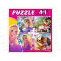 Пазлы 4 в 1. Принцессы с любимыми животными (9,16,25,36 эл), П-7589*20