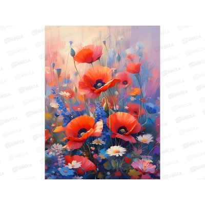 Холст с красками 30х40см Ароматные маки, Х-5198