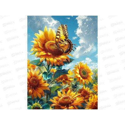 Холст с красками 30х40см Яркие подсолнухи, Х-5201