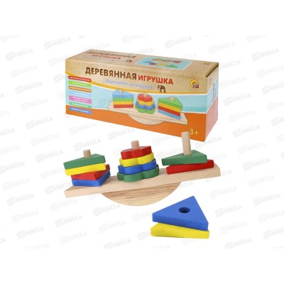 Деревянная игрушка. Пирамидка "Формы и баланс", ИД-1047 в коробке