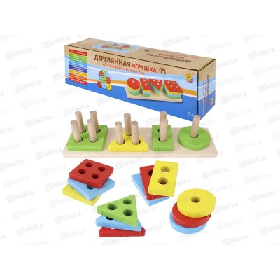 Деревянная игрушка. Пирамидка "Формы и счет", ИД-2115 в коробке