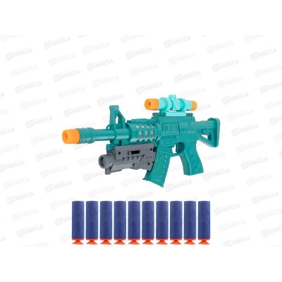 Автомат 3102370 (35х3,5х16см) 10 софт-патронов, т-зеленый, в пакете