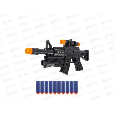 Автомат 3102368 (35х3,5х16см) 10 софт-патронов, черный, в пакете