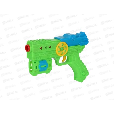 Пистолет 3104095, 3 софт-патрона, зеленый, в пакете