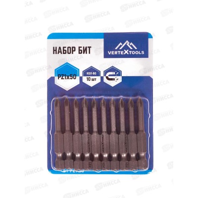 Набор Бит Pz1*50 Vertextools 10 предметов, БТ-PZ1-50   *10 Набор Бит Pz1*50 Vertextools 10 предметов, БТ-PZ1-50   *10