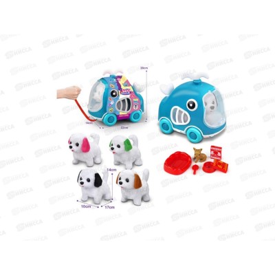 Собачка мягкая на бат. 3108497 с аксессуарами, 4 вида, 22*20*14см