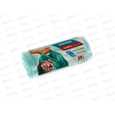 Пакеты для мусора &quotАНТИБАК+БИО&quot  25л 30шт, бирюзовый, 205-101 *100