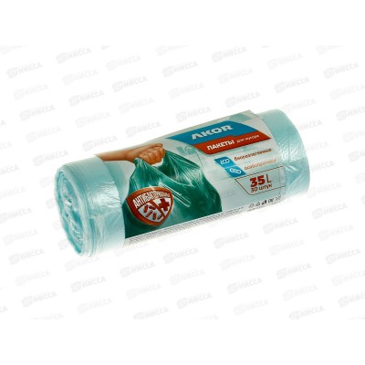 Пакеты для мусора &quotАНТИБАК+БИО&quot  35л 30шт, бирюзовый, 205-103 *70