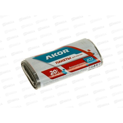 Пакеты для мусора "БИО"  20л 25шт, черные, 201-001 *14