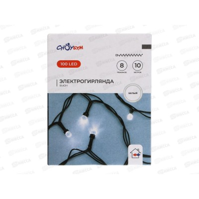 Гирлянда  10м &quotАлмазная&quot вьюн 100LED 8реж белый 351-799 г