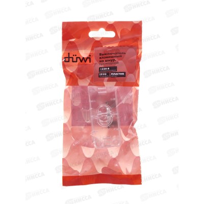 Выключатель клавишный на шнур проходной 230В 6А прям проз 26802