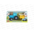 Машина "ТЕХНОПАРК" металл Синий Трактор 11см, с телегой и коровой, инерц., в коробке Машина "ТЕХНОПАРК" металл Синий Трактор 11см, с телегой и коровой, инерц., в коробке
