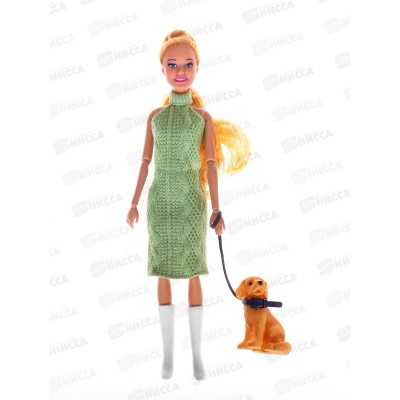 Кукла 3036463 с питомцем, ручки и ножки шарнирные, 2в в/к 10,5*5*32см